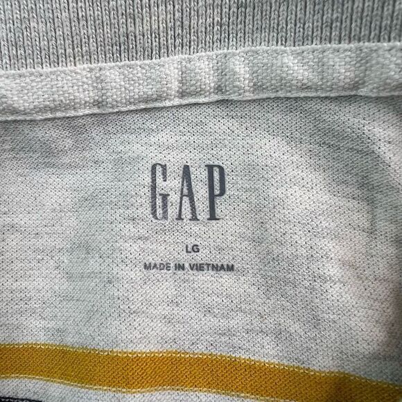 GAP Mens Short Sleeve Polo Shirt Size Large Stripe Cotton Stretch - Picture 3 of 7